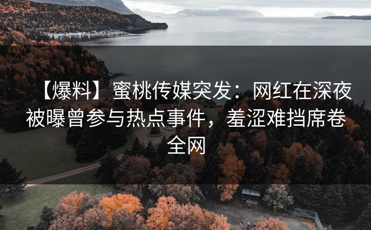 【爆料】蜜桃传媒突发：网红在深夜被曝曾参与热点事件，羞涩难挡席卷全网