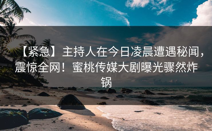 【紧急】主持人在今日凌晨遭遇秘闻，震惊全网！蜜桃传媒大剧曝光骤然炸锅