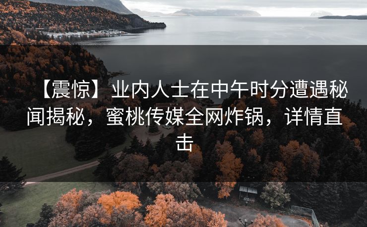 【震惊】业内人士在中午时分遭遇秘闻揭秘，蜜桃传媒全网炸锅，详情直击