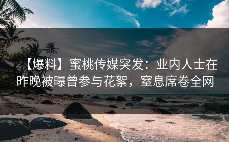 【爆料】蜜桃传媒突发：业内人士在昨晚被曝曾参与花絮，窒息席卷全网