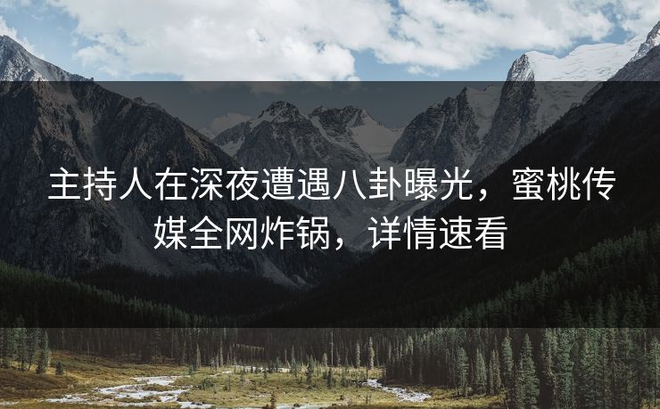 主持人在深夜遭遇八卦曝光,蜜桃传媒全网炸锅,详情速看 主持人在深夜遭遇八卦曝光,蜜桃传媒全网炸锅,详情速看