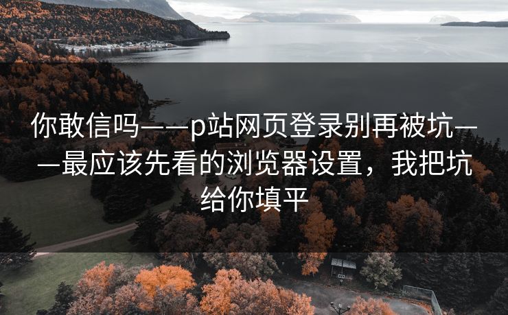 你敢信吗——p站网页登录别再被坑——最应该先看的浏览器设置，我把坑给你填平